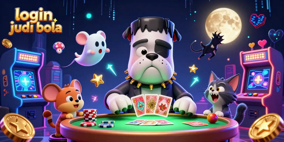 Engage with the vibrant login judi bola scene featuring a monster dealer, ghost mouse, and werewolf kitten in action.