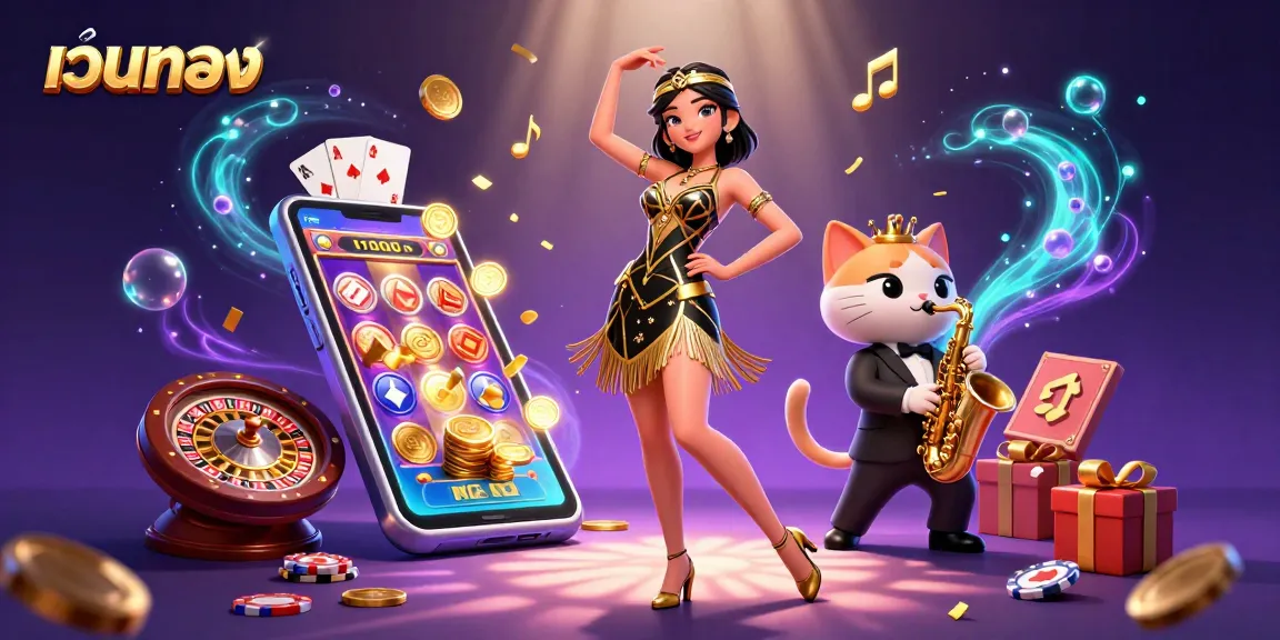 Experience the excitement of เว็บตรง casino gaming with this vibrant 3D illustration featuring iconic game elements.