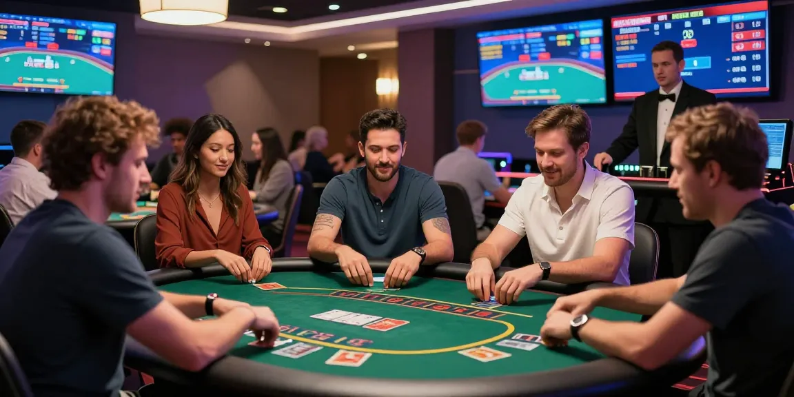 Betebet live casino scene showing diverse players enjoying games with professional dealers in a vibrant atmosphere.