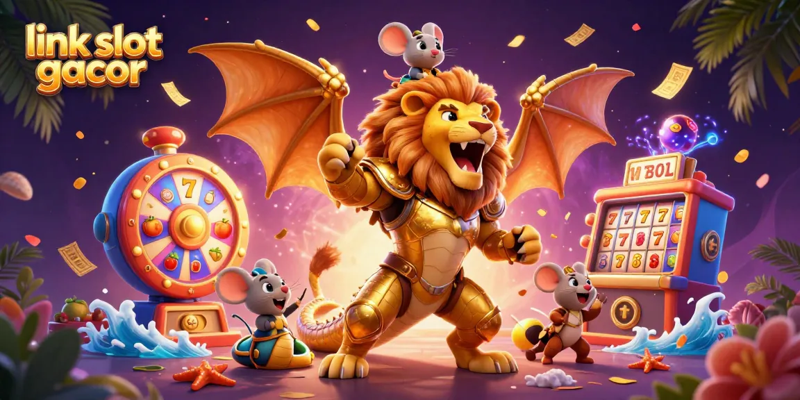 Experience thrilling wins with link slot gacor jackpot symbols and dynamic game elements in a vibrant casino illustration.