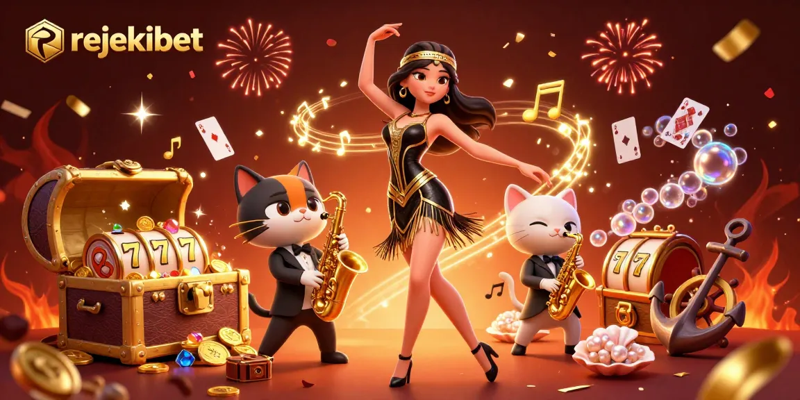 Play thrilling slots with rejekibet, featuring a dazzling scene of winning elements and vibrant characters.
