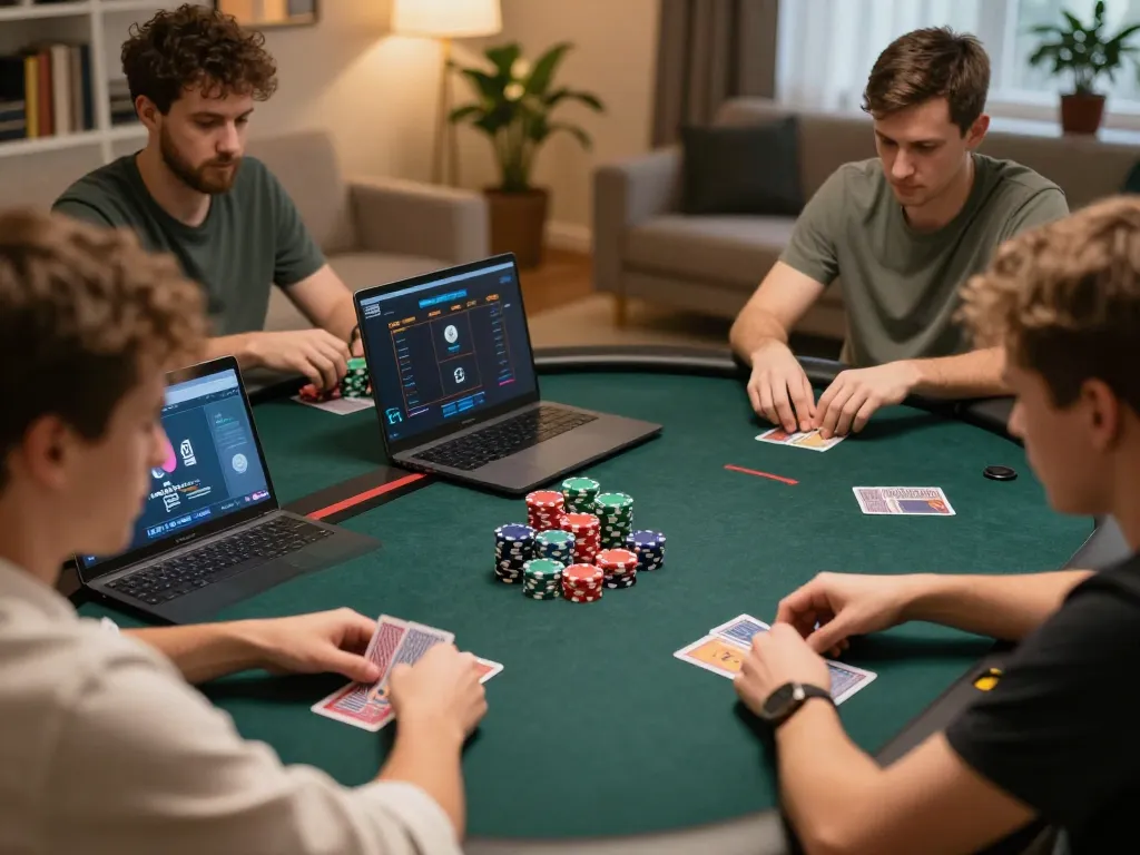 LGOGOAL players engage in strategic online poker gameplay with cards and chips visible.