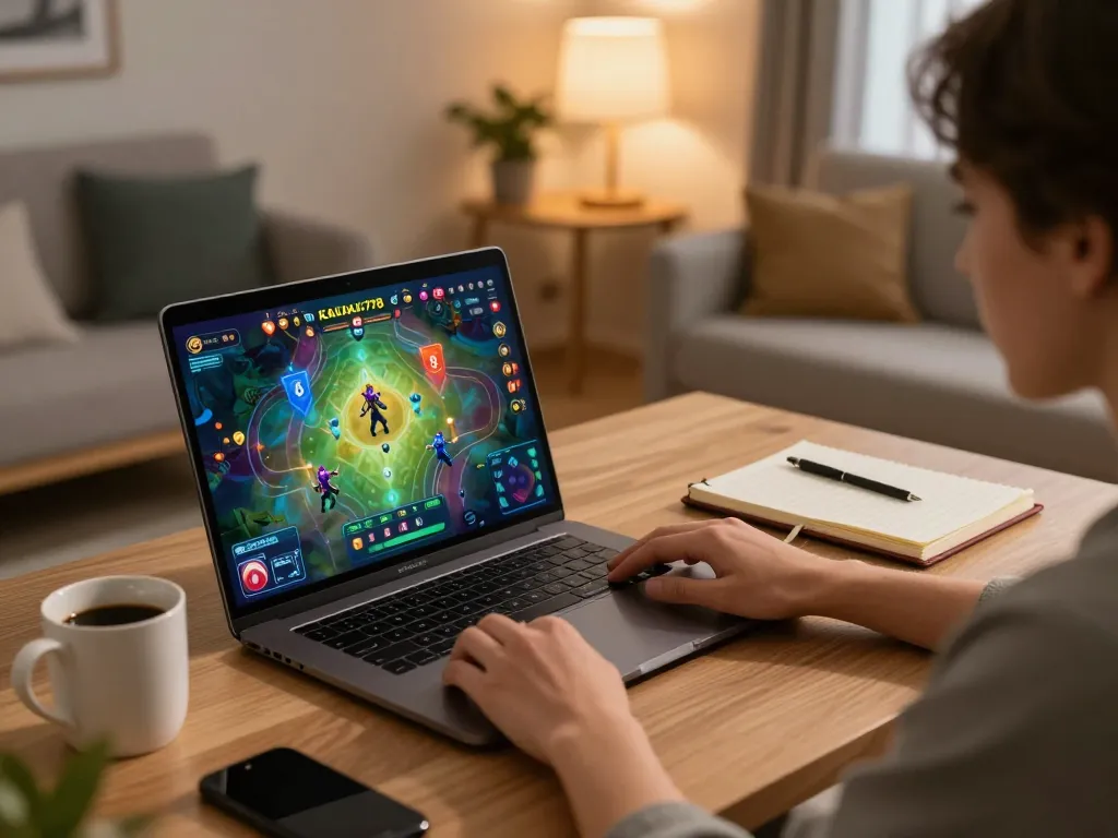 KADAL778 gaming setup showing a player engaged in online poker, enhancing the gaming experience at home.