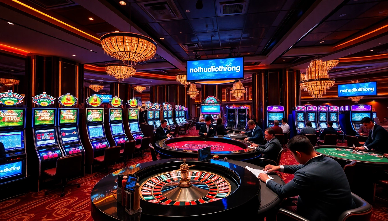 Nohudoithuong players enjoying exciting slot machines and games in a lively casino atmosphere.