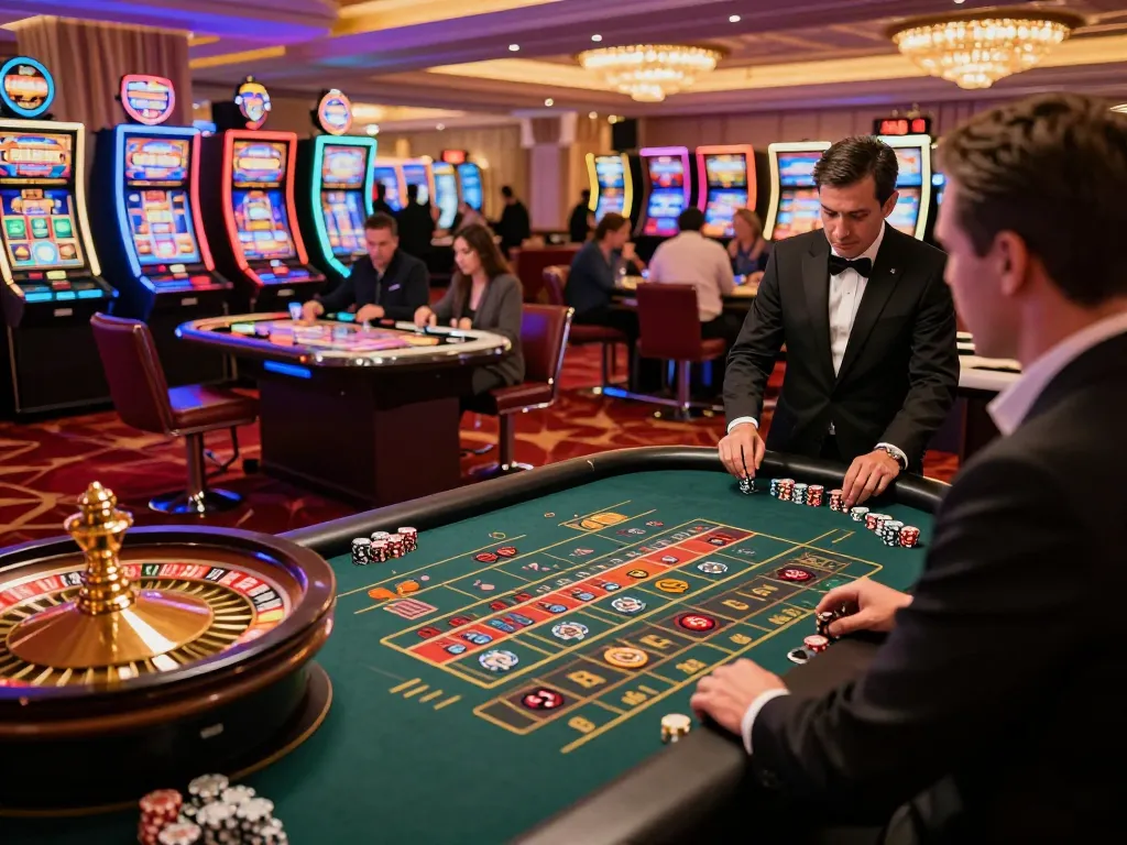 Engaged players place bets at KONG 88 roulette table in a lively casino atmosphere
