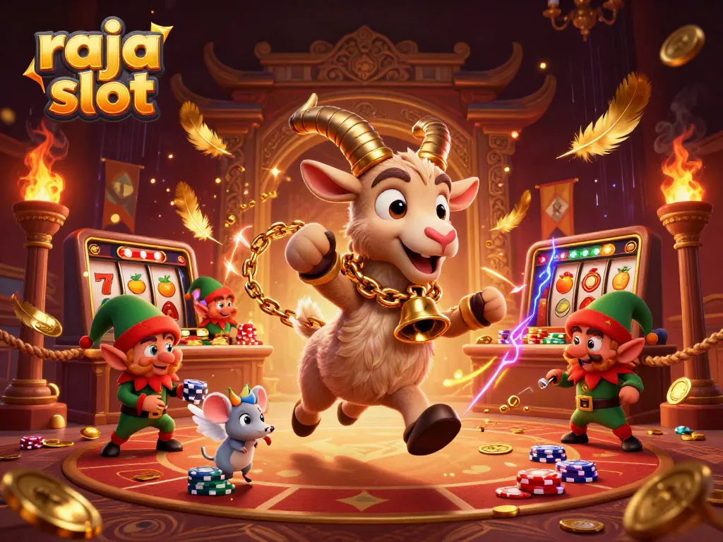 Mencoba keberuntungan di raja slot, dengan karakter lucu dan elemen kasino menarik di sekitarnya.