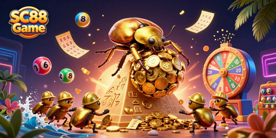 Engage in the exciting SC88 Game with colorful elements and golden treasures in a dynamic 3D casino scene.