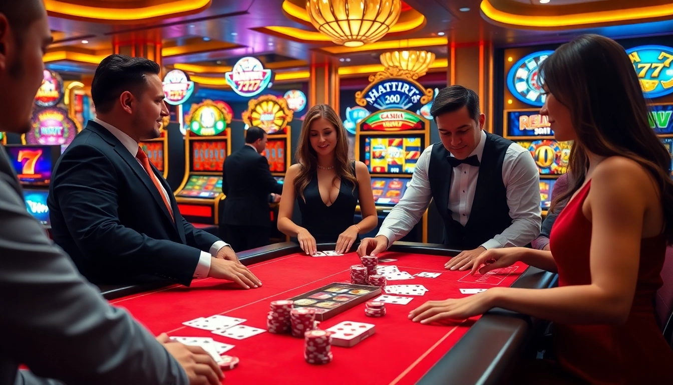 Experience the excitement of professional gaming at NA777 with dealers and dynamic casino elements.