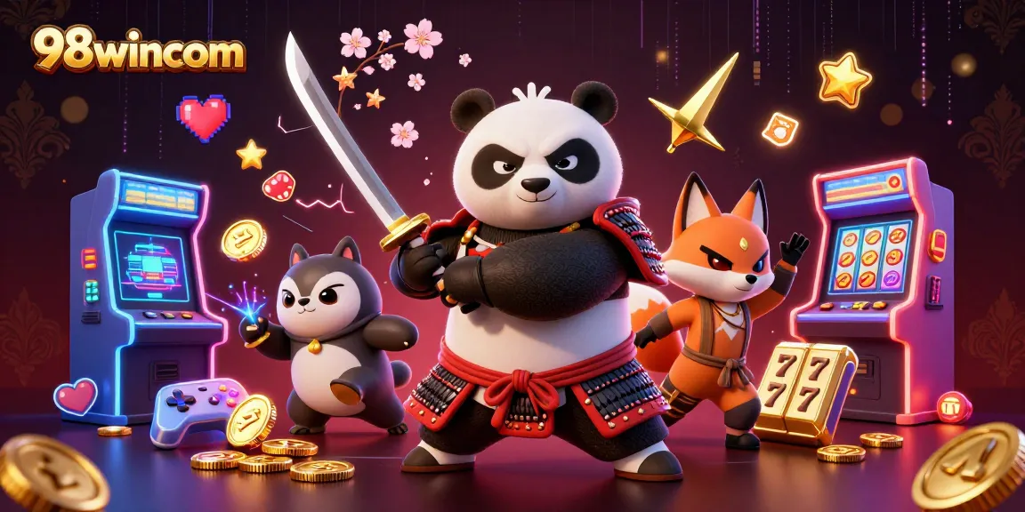 Engage with the thrilling 98wincom casino world through a vibrant, dynamic illustration.