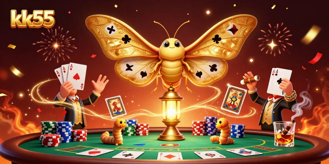 Experience dazzling action with the kk55 casino illustration showcasing vibrant poker elements and mythical characters.