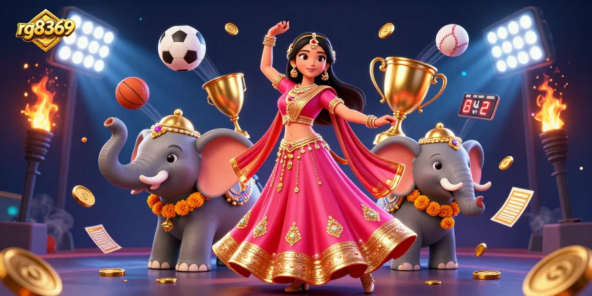 Spin and win at rg8369 with vibrant characters and dynamic sports elements in a thrilling gaming scene.