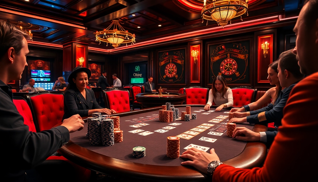 Exciting poker game at a luxurious casino themed around Okking.
