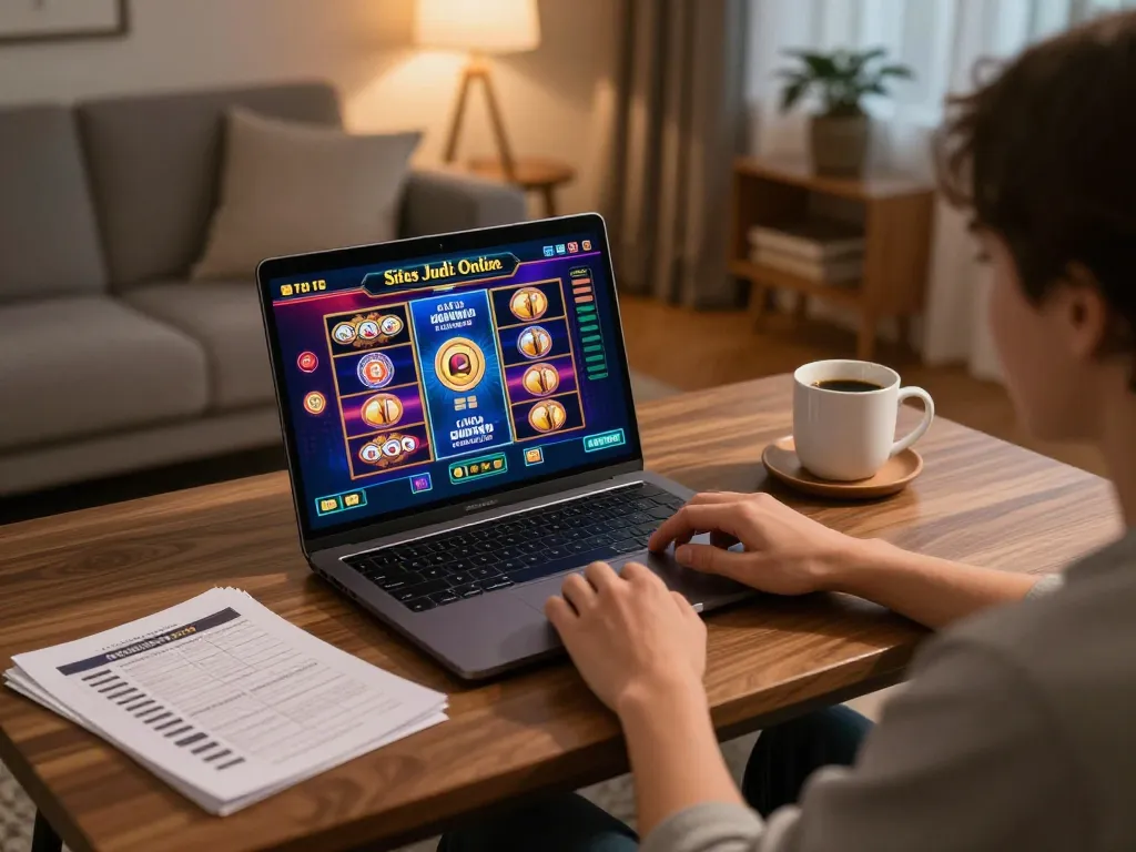 Pemain yang terlibat menikmati Situs Judi Online sambil merencanakan strategi di laptop dalam suasana nyaman di rumah.