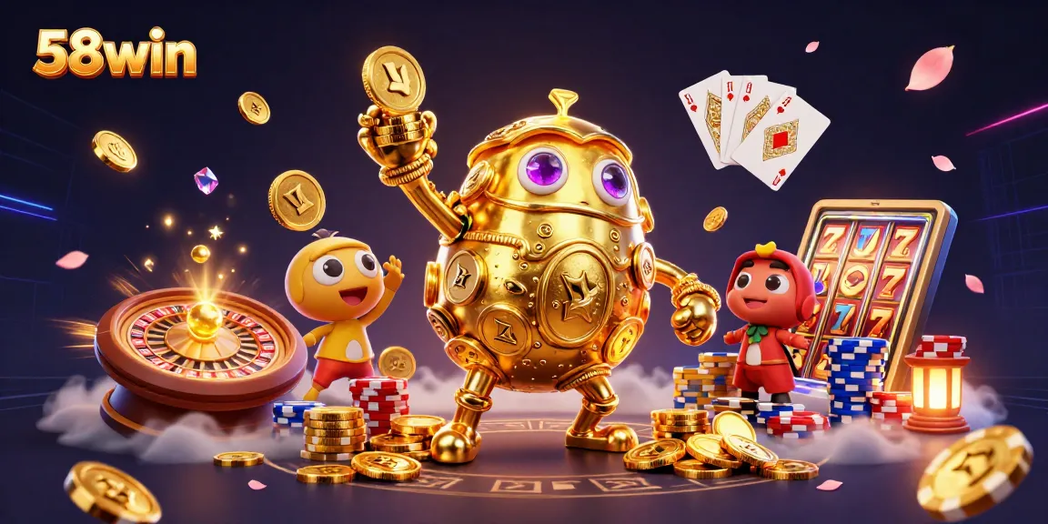 Spin and win at 58win with dynamic gaming and vibrant casino elements in a captivating scene.