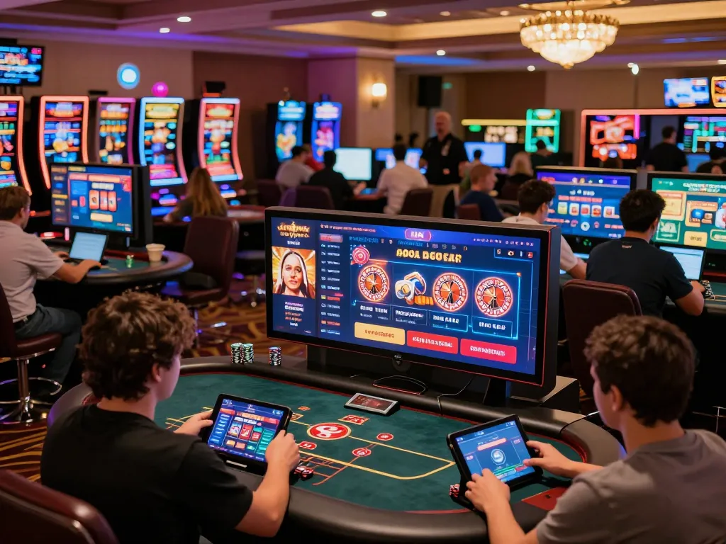 Engaging players immersed in online casino games at trang chủ o8, showcasing vibrant graphics and dynamic gameplay.