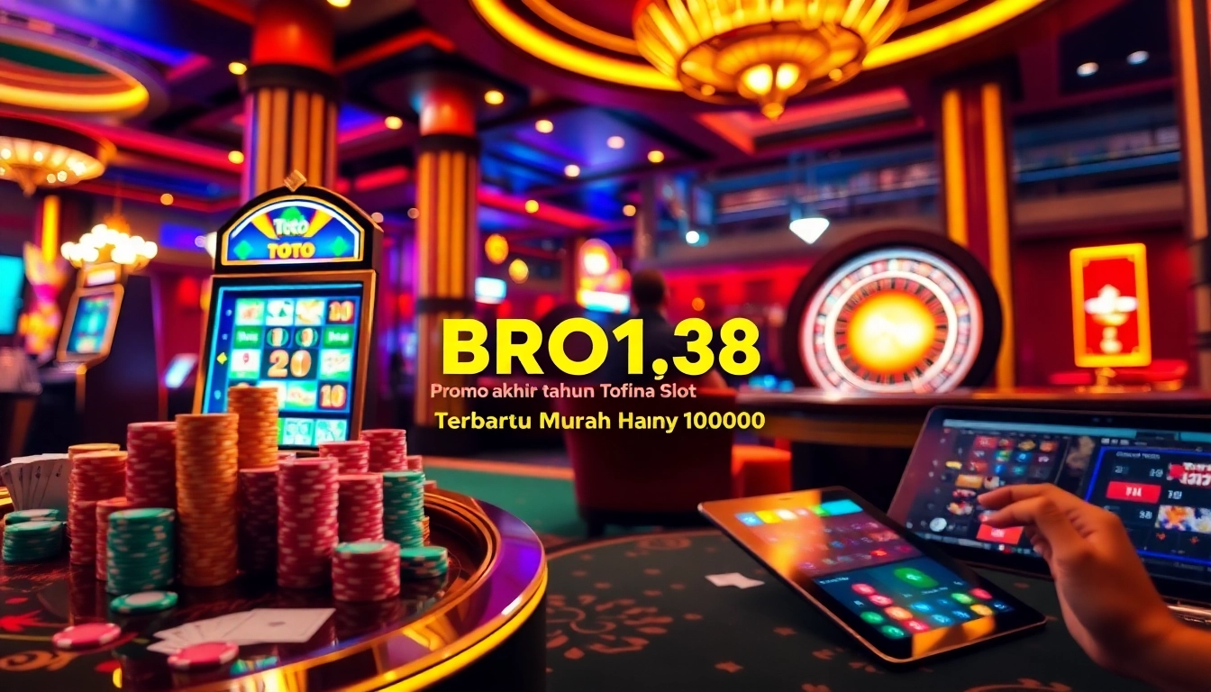 BRO138: Promo akhir tahun Toto Slot Terbaru Murah Hanya 10.000 featuring vibrant casino elements and excitement.