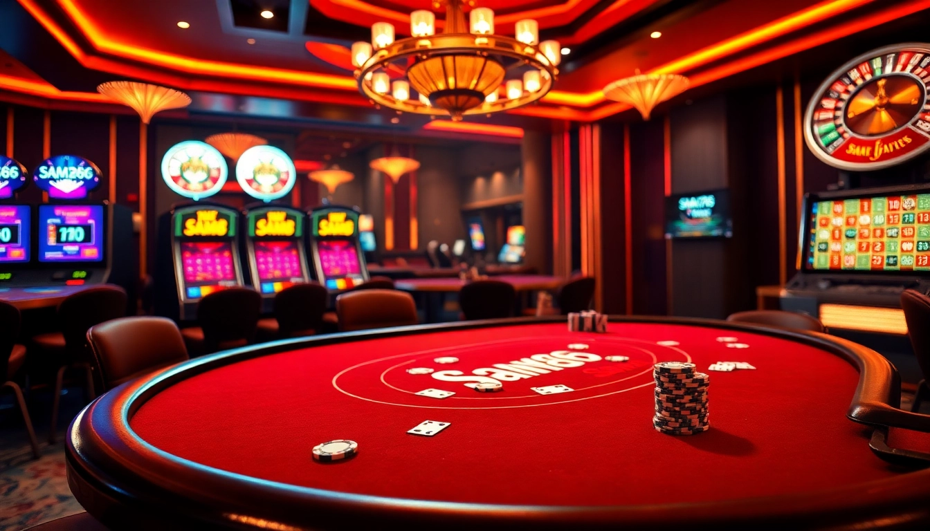Sam86 enhances your gambling experience with vibrant poker tables and engaging slot machines.