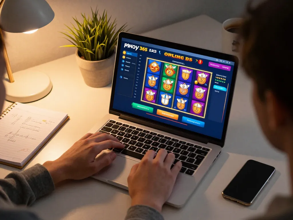 Engaging in online gaming with pinoy 365 while enjoying a cozy home setting.