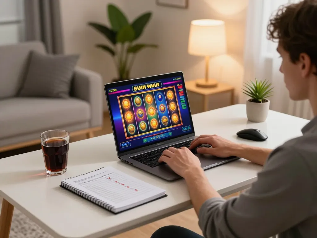 Engaging in exciting sunwin online slots gameplay from a stylish home setup.