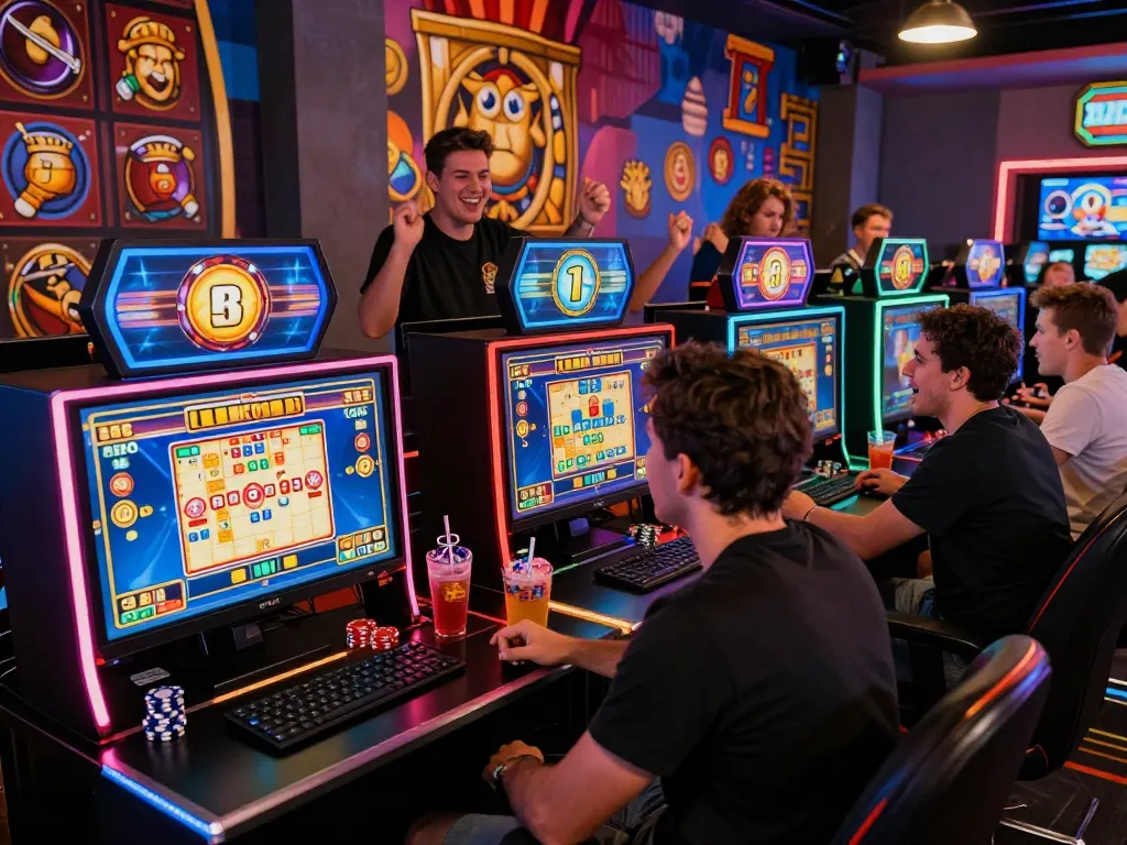 Engaged players enjoying link gacor slot games in a vibrant online gaming environment