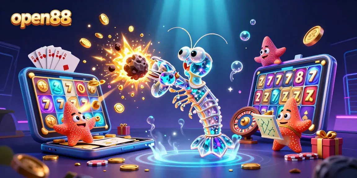 Engage in thrilling gameplay at open88 with cartoon galactic samurai and vibrant casino elements.