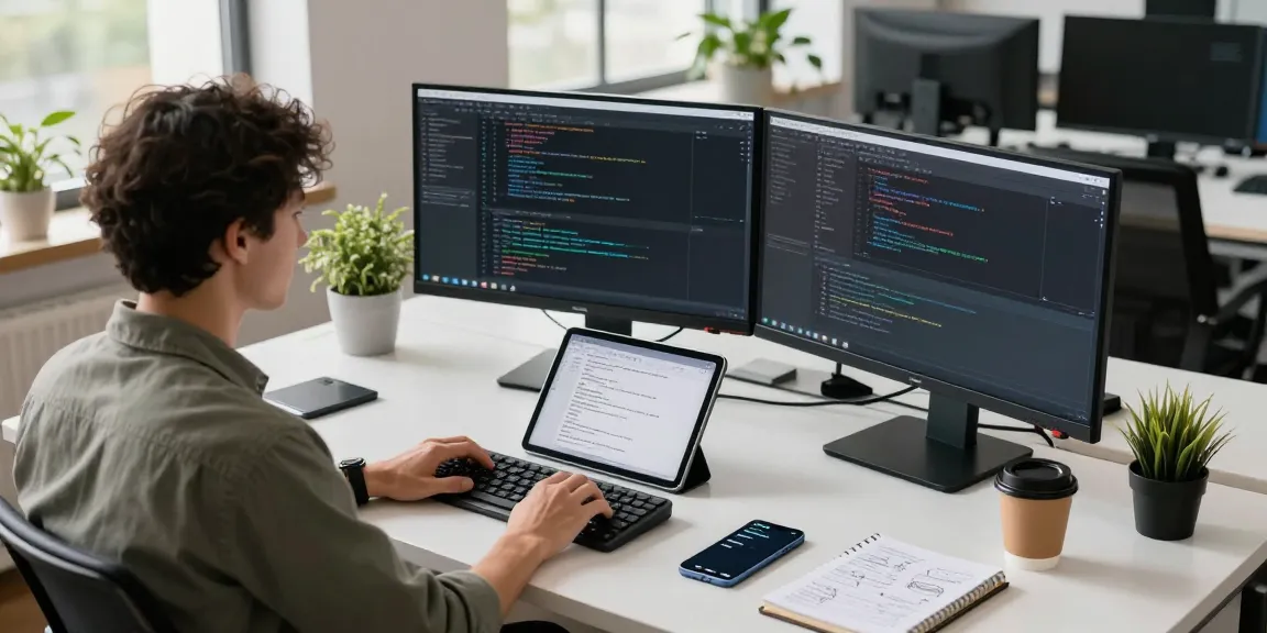 Engaging tech workspace with coloksgp login interface on multiple monitors, showcasing a productive software development environment.