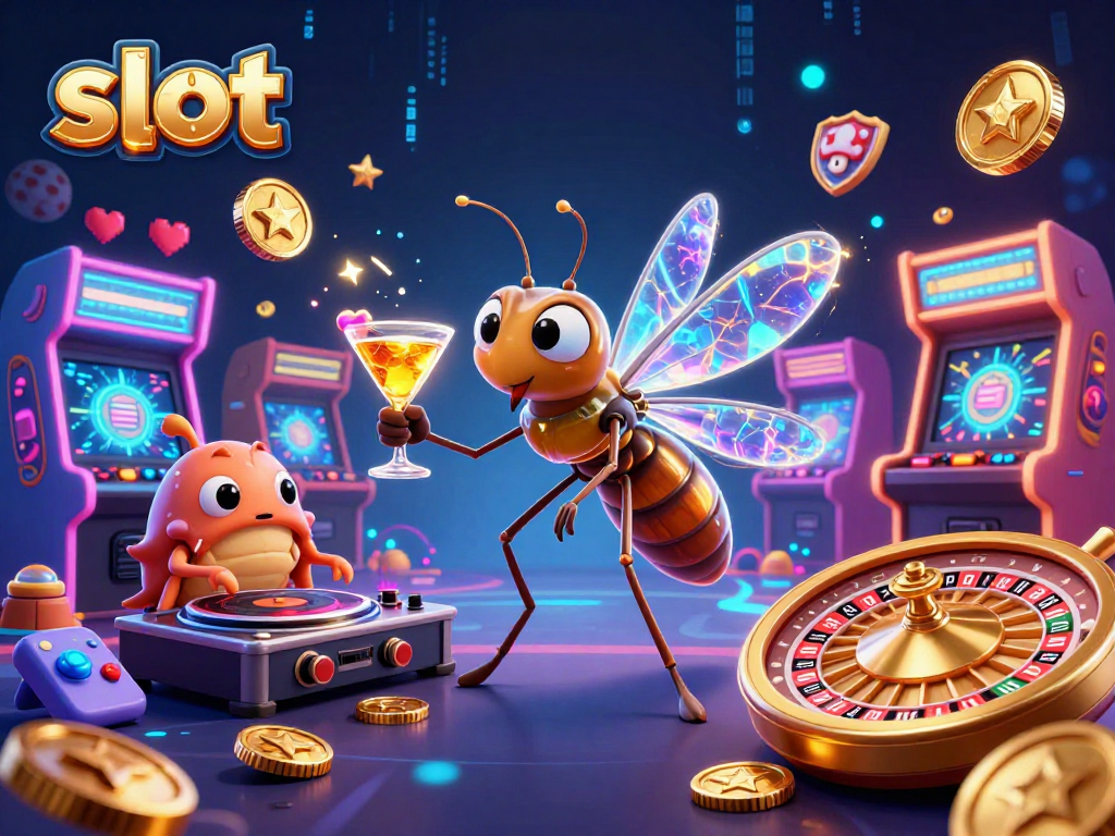 Experience thrilling slot adventures with animated casino mascots and vibrant gaming elements.