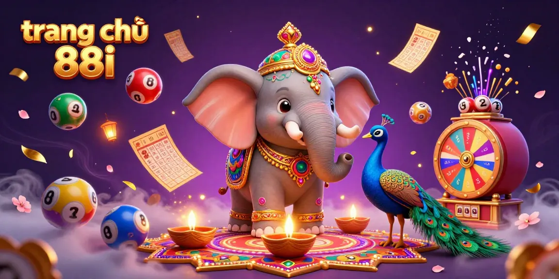 Experience the vibrant celebrations at trang chủ 88i with a festive 3D gambling-themed scene featuring a colorful elephant.