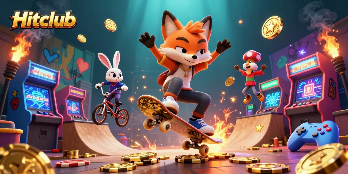 Experience the thrill of gaming at Hitclub with vibrant characters and casino elements.