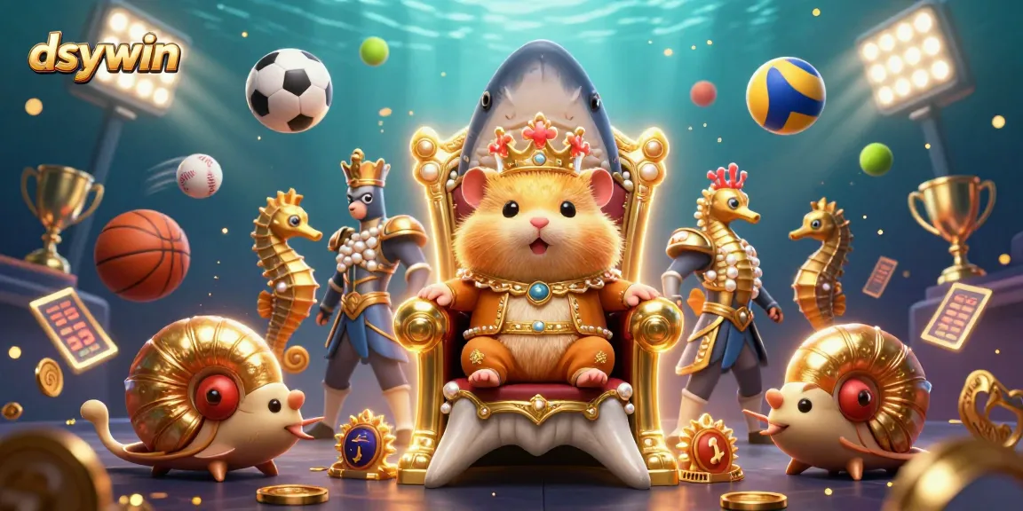Experience dsywin's vibrant casino world with a fierce golden hamster king and dynamic gaming elements.