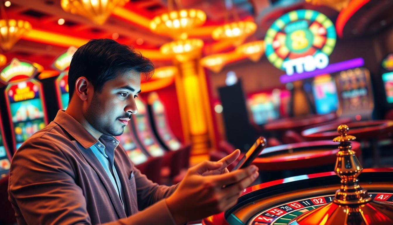 Play thrilling games at TT88 with vibrant slot machines and gleaming poker chips.