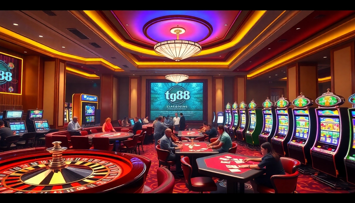 Experience the thrill of tg88 casino games with vibrant slot machines and roulette excitement.