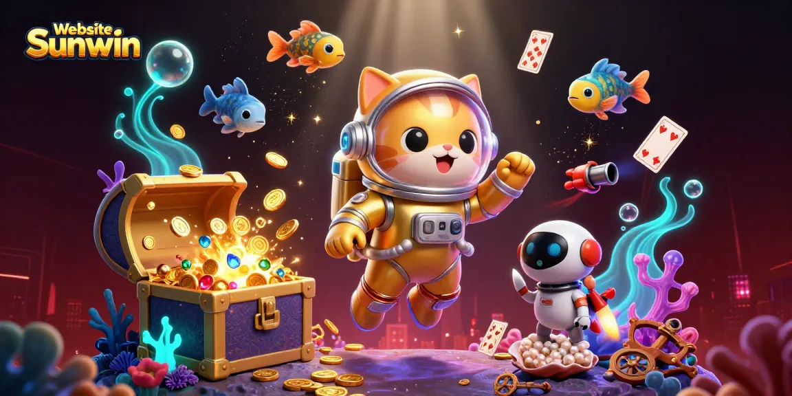 Engage with the thrilling experience at Website Sunwin with an astronaut cat and treasures in a cosmic casino.