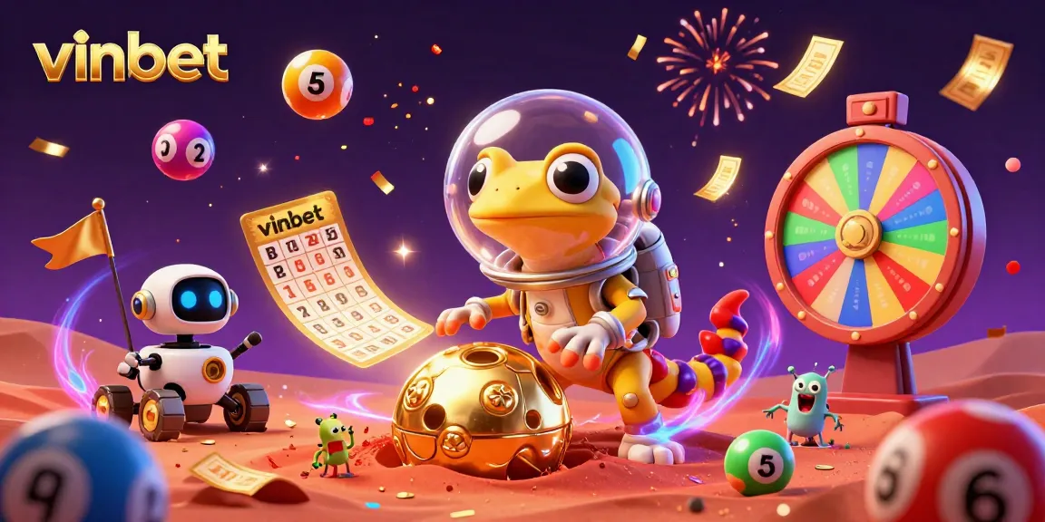 Experience winbig moments with vinbet in a vibrant 3D casino-themed Martian landscape.