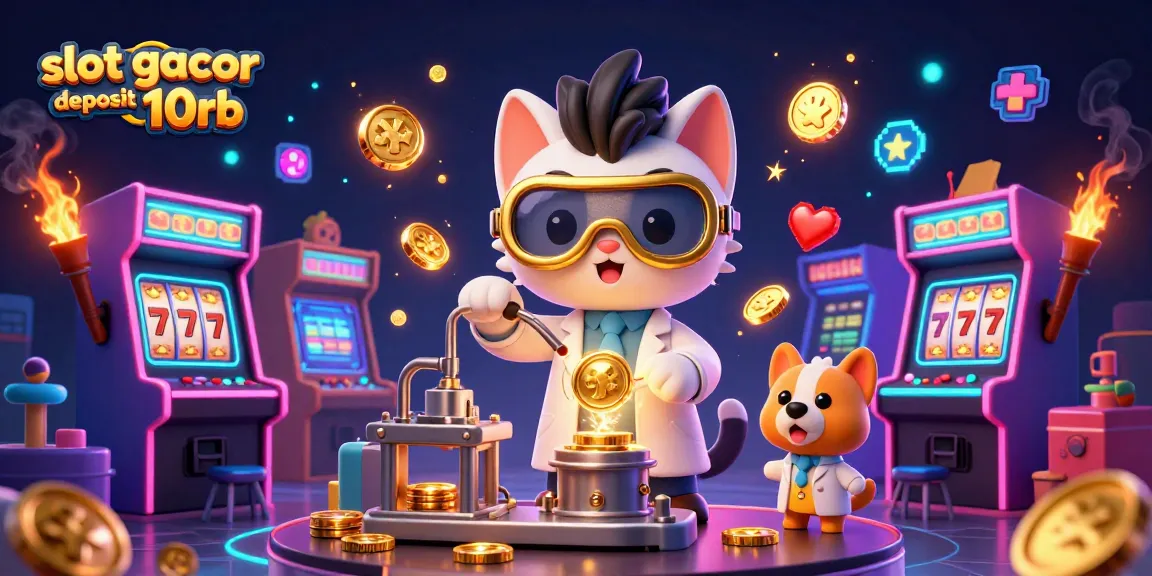 Spin the reels and win with slot gacor deposit 10rb in this 3D illustration of animated casino elements.