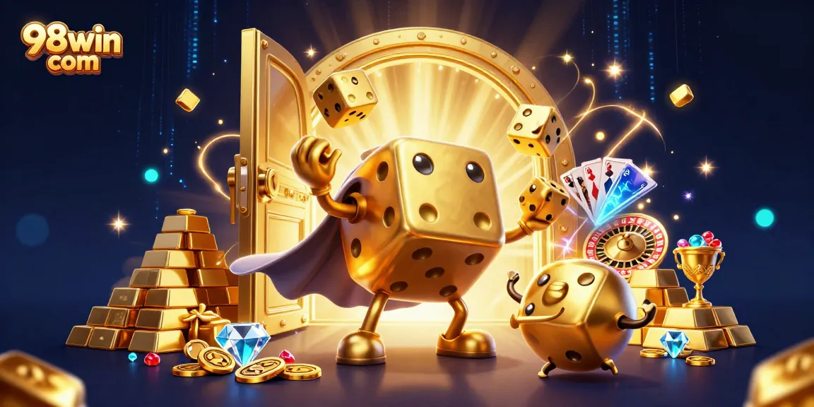 Engage with exciting casino gaming at 98win com with characters highlighting fun and adventure.