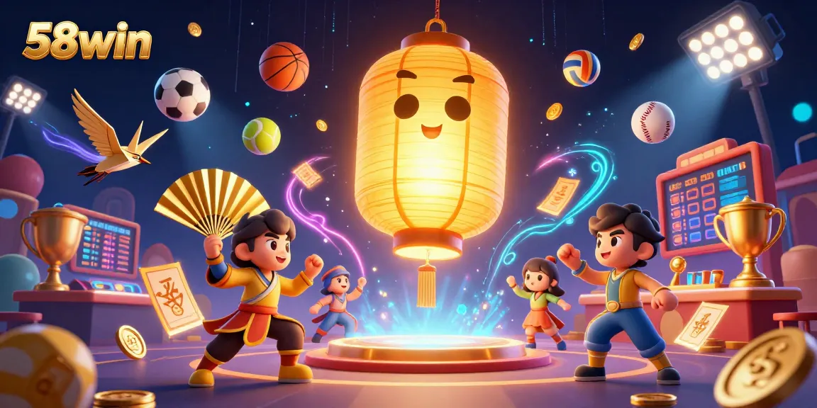 Engage with thrilling betting at 58win casino featuring dynamic sports elements and golden symbols.