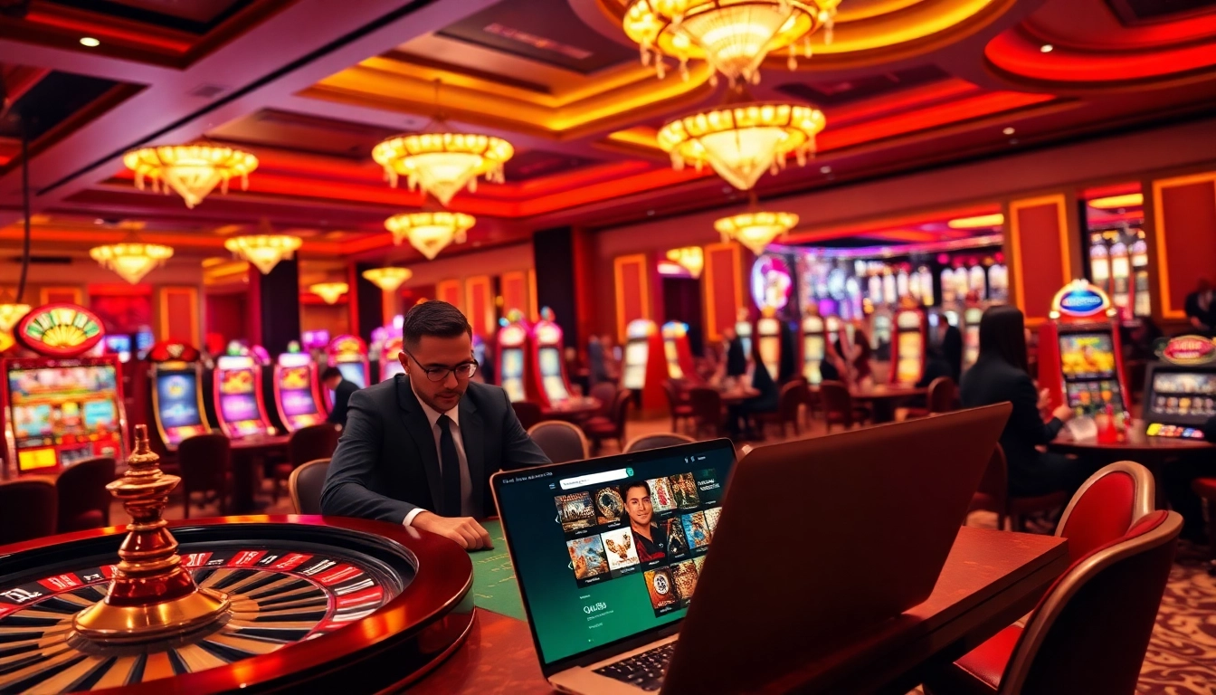 Experience excitement at qh88 casino with vibrant slot machines and poker action.