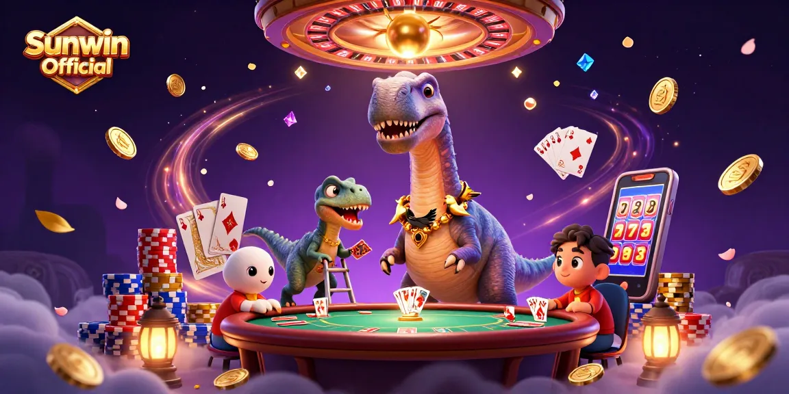 Engage with Sunwin Official's vibrant casino scene featuring exciting cards and golden treasures.