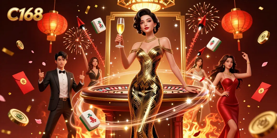 C168 offers thrilling casino experiences with elegant gaming visuals and dynamic fireworks celebrating wins.