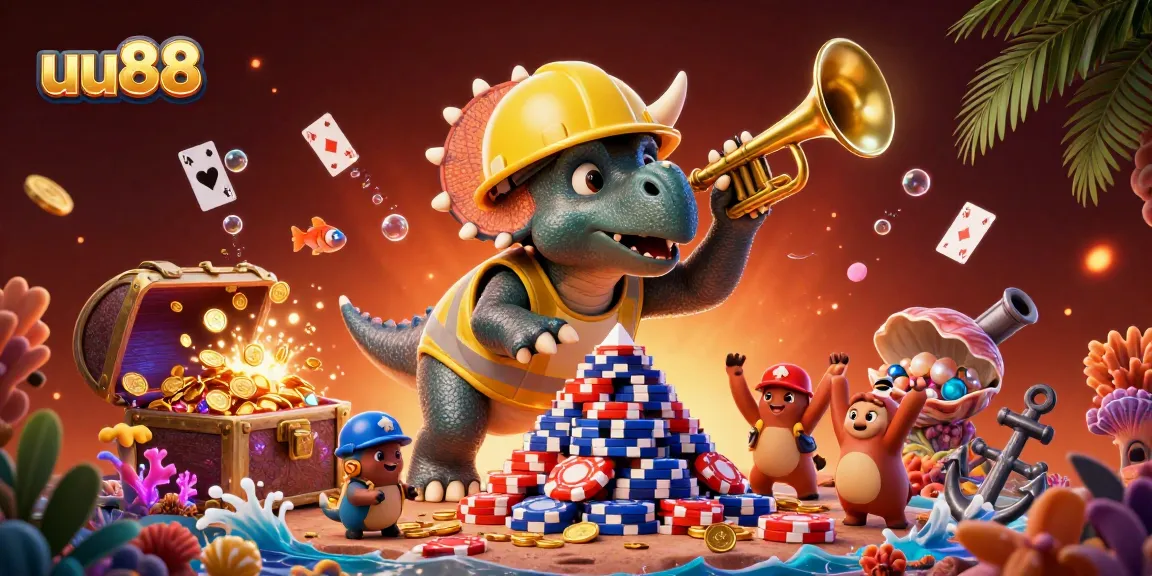 Experience thrilling gameplay at uu88, featuring vibrant elements and unique characters in a dynamic casino scene.