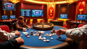 Action-packed poker game at https://king88.limited/ with vibrant chips and cards.