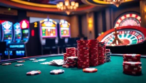 Experience high-stakes excitement with 12BET at this vibrant casino poker table.